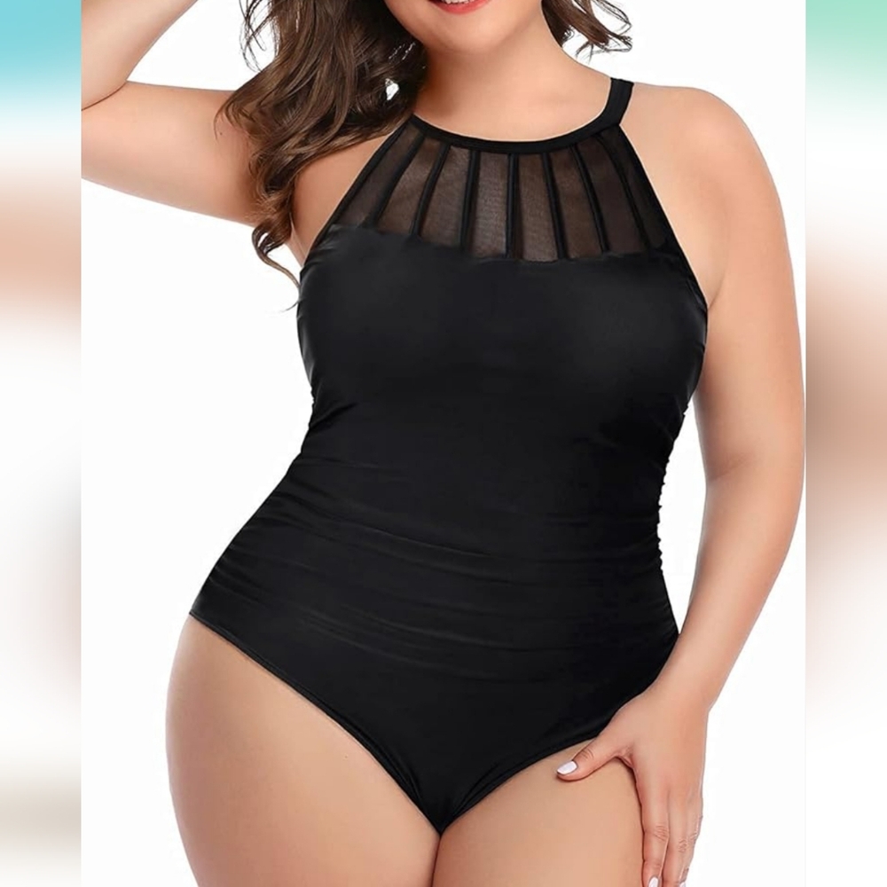 AQUA EVE PLUS SIZE One Piece Mesh Swimsuit